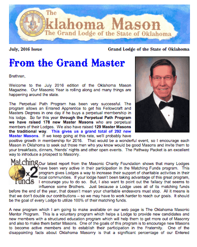 The Oklahoma Mason Magazine – Summer 2016 – Grand Lodge Electronic Edition
