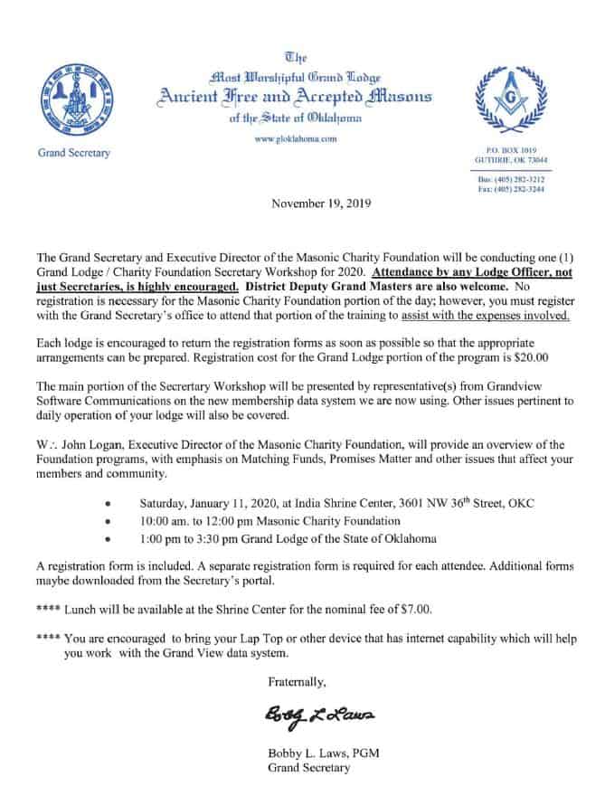 2020 Workshop Letter