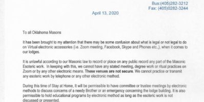 Grand Master’s Edict on Electronic Meetings