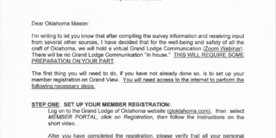 2020 Grand Lodge Virtual Communication
